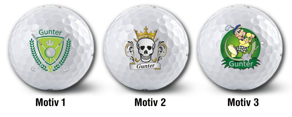 Beispiele von Logos zum Bedrucken von Golfbällen