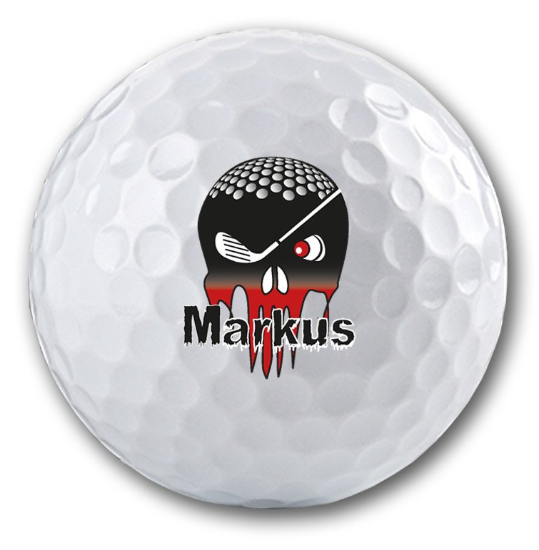 Totenkopf auf Golfball bedrucken