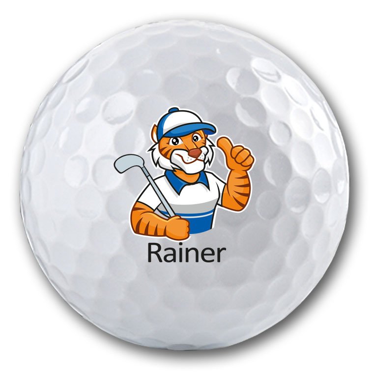 Golf Tiger auf Golfball bedruckt