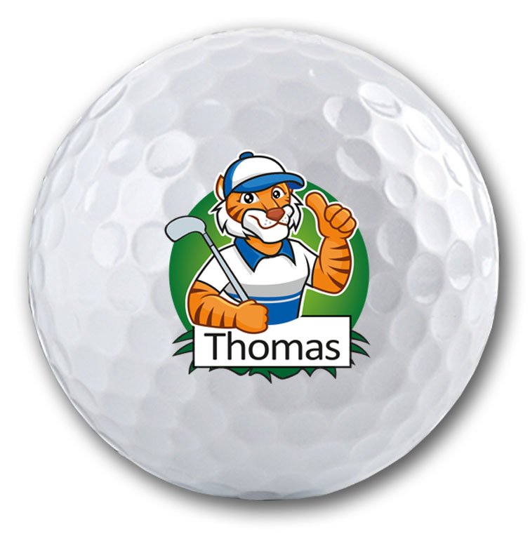 Bedruckter Golfball mit Tigermotiv und Namen!