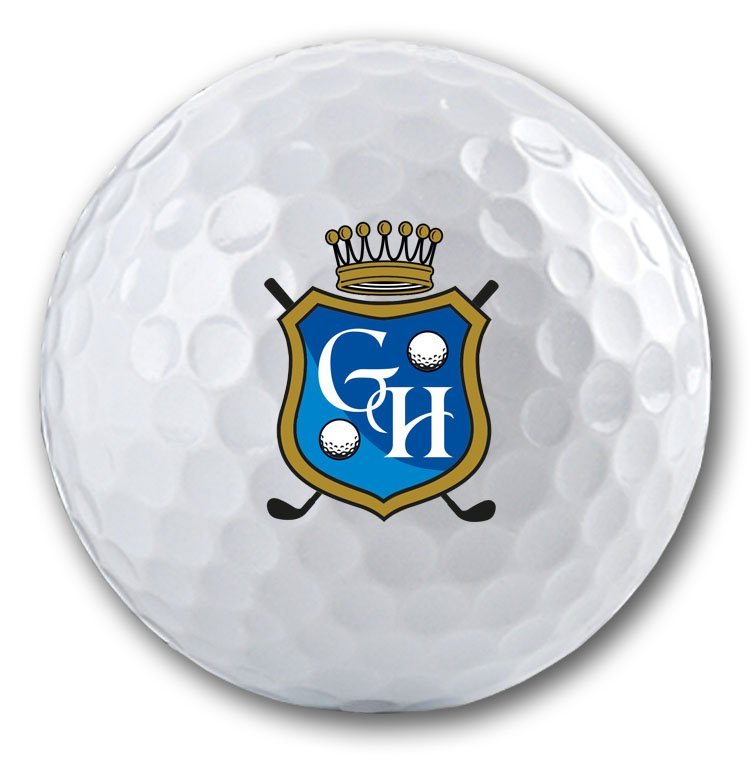 Exklusives Wappen auf Golfball bedruckt