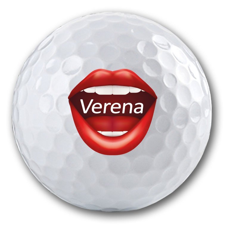 Sexy Kussmund auf Golfball bedruckt!