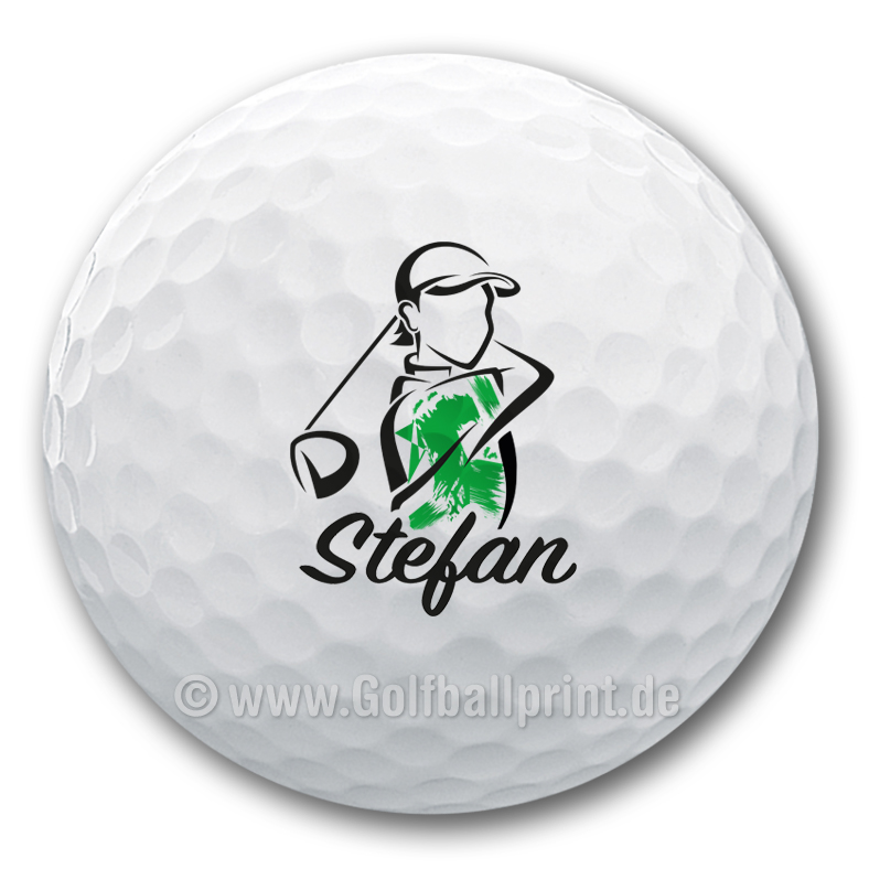 originelles Golfmotiv auf Golfball bedruckt